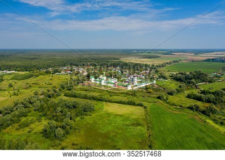 Aerial View Over The Surroundings Nikolo-peshnoshsky Monastery On A Summer Day