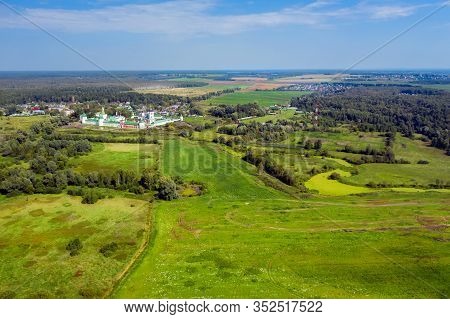 Aerial View Over The Surroundings Nikolo-peshnoshsky Monastery On A Summer Day