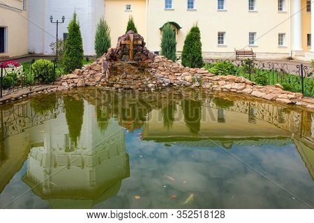 Pond And The Cross Waterfall  In The Nikolo-peshnoshsky Monastery