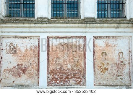 Frescoes On The Wall Of The Church Of St. Nicholas The Wonderworker In The Village Of Rogachevo Mosc