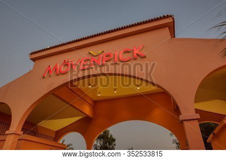 Gateway Arch And Sign Of The Movenpic Hotel In El Gauna, Egypt, January 8, 2020