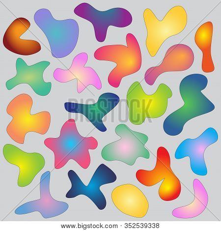 Set Isolated Fluid Wave Elements For Design. Vector Trendy Art Gradient Futuristic Shapes Collection