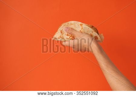 National Food Concept. Mexican National Food Tacos Or Tatar National Food - Kystyby In Hand On An Or