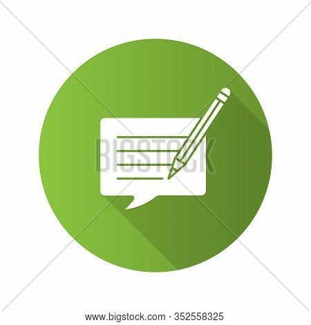 Writing Message Flat Linear Long Shadow Icon. Chatting. Message Editing. Communication. Speech Bubbl