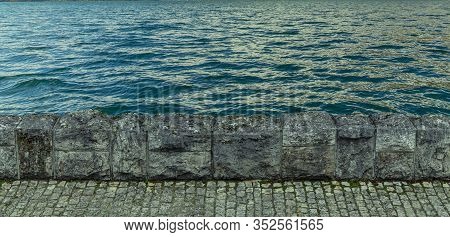 Waterfront Panorama Pattern Concept Wallpaper Background Space For Copy Or Your Text Here With Paved