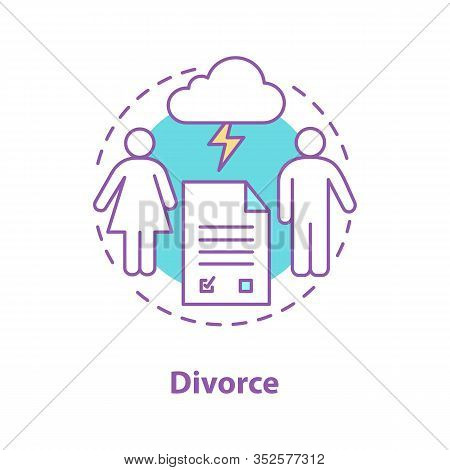 Divorce Concept Icon. Family Break Up. Relationships Breakdown Idea Thin Line Illustration. Vector I