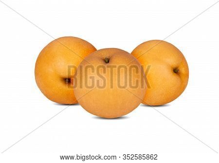 Whole Unpeeled Snow Pear Or Fengsui Pear On White Background
