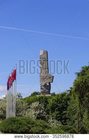 Gdansk - Westerplatte, Poland - June 5, 2018: Westerplatte Monument In Memory Of The Polish Defender