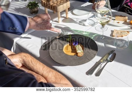 Spring Fish Soup With Flouers In A Gourmet Restaurant, Hute Coisine