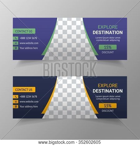 Social Media Post Template Design, Travel Web Banner Template Vector