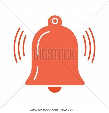 Active Notification Glyph Color Icon. Ringing Bell. Reminder Alarm. Silhouette Symbol On White Backg