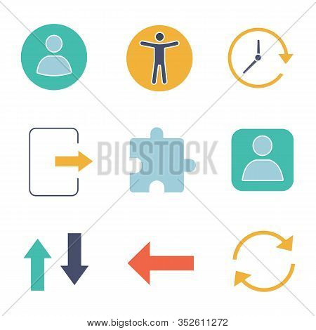 Ui, Ux Glyph Color Icons Set. Userpic, Accessibility, Update, Exit, Extension, User Account, Vertica