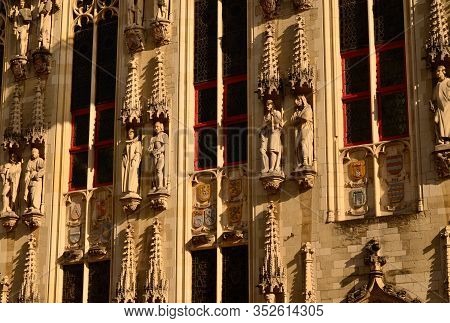 Bruges, Flanders, Belgium. August 2019. Burg Square Is One Of The Most Important. The Splendid Town