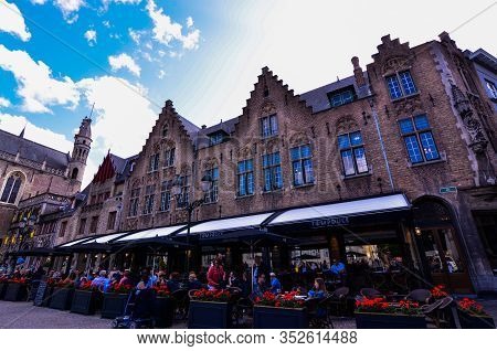 Bruges, Flanders, Belgium.august 2019. Burg Square Is One Of The Most Important. The Splendid Town H
