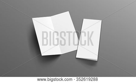Slim Vertical Half Folded Brochure On Gray