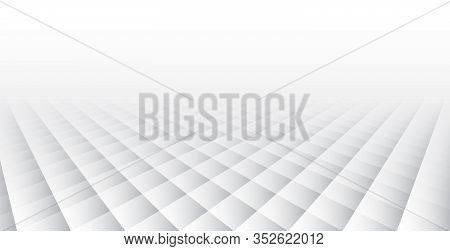 Perspective Gray And White Gradient Grid Mosaic Background. Creative Design Templates. Bright 3d Wal