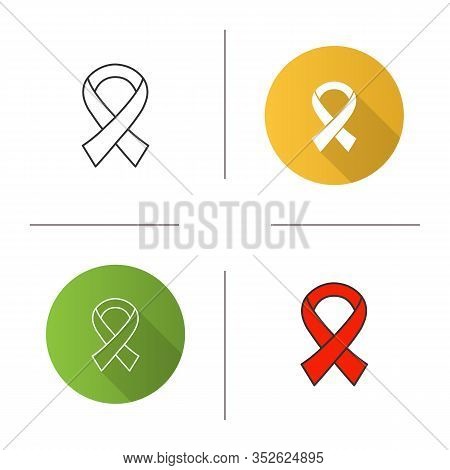Anti Hiv Ribbon Icon. Fighting Against Aids. Flat Design, Linear And Color Styles. World Aids Day. I