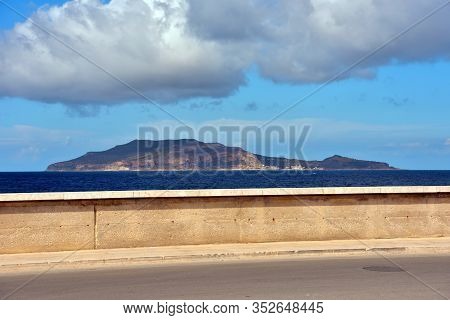 Island Of Favignana And On The Horizon The Island Of Levanzo Province Of Trapani Sicily Italy