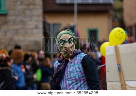 Laudenbach, Main-tauber-kreis, Germany - February 23, 2020: The Carnival Of Laudenbach