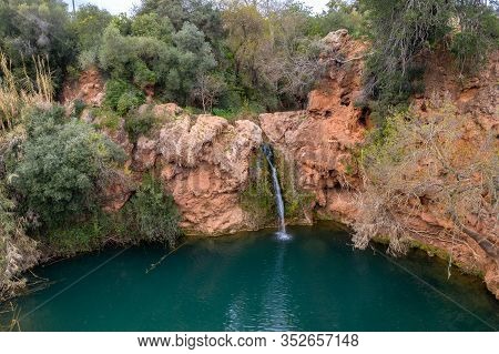 Pego Do Inferno Waterfall In Tavira Algarve, Portugal