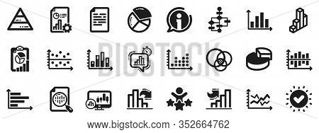 Report, 3d Chart, Block Diagram And Dot Plot Graph Icons. Charts And Diagrams Icons. Trend, Pyramid 