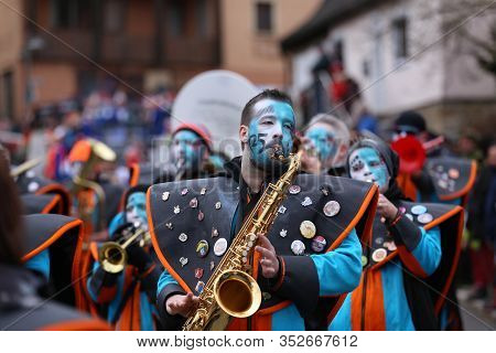 Laudenbach, Main-tauber-kreis, Germany - February 23, 2020: The Carnival Of Laudenbach