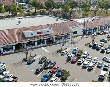 Aerial View Of Vons Upermarket Chain Owned By Albertsons In Rancho Penasquitos, San Diego, Californi