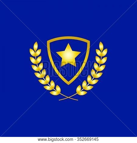 Gold Shield In Navy Blue Background