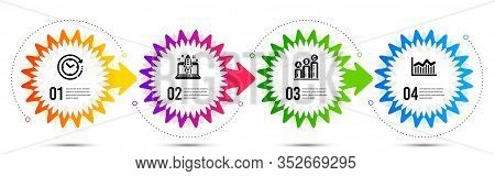 Start Business, Time Change And Graph Chart Icons Simple Set. Timeline Steps Infographic. Money Diag