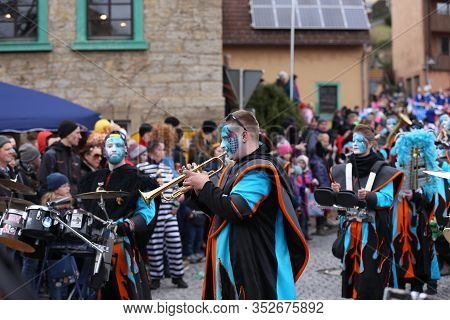 Laudenbach, Main-tauber-kreis, Germany - February 23, 2020: The Carnival Of Laudenbach