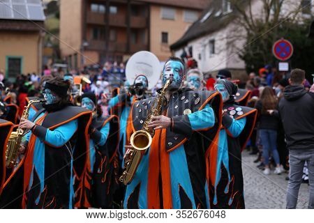 Laudenbach, Main-tauber-kreis, Germany - February 23, 2020: The Carnival Of Laudenbach
