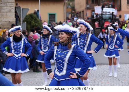 Laudenbach, Main-tauber-kreis, Germany - February 23, 2020: The Carnival Of Laudenbach