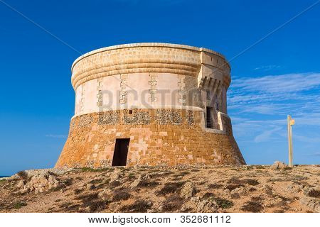 Torre De Fornells, Coastal Defense Tower To Guard The Entrance To Fornells Harbour. Menorca, Spain
