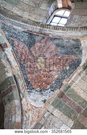 Parikia, Greece - March 14, 2018: Interior Of The Monastery Of Panagia Ekatontapiliani With Fresco O