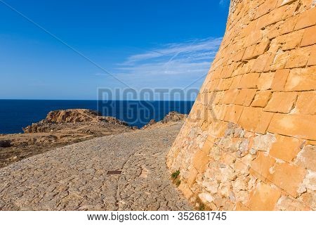 View Of The Sea From The Torre De Fornells, Coastal Defense Tower To Guard The Entrance To Fornells 