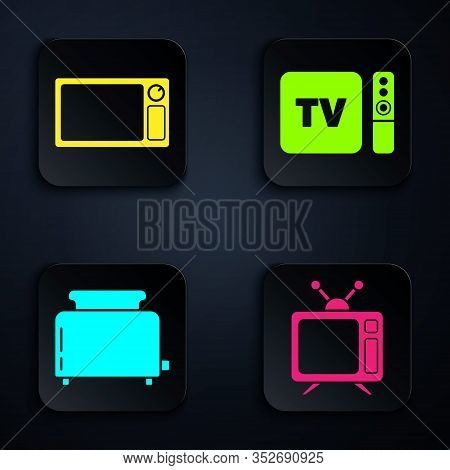 Set Television, Microwave Oven , Toaster With Toasts And Tv Box Receiver And Player With Remote Cont