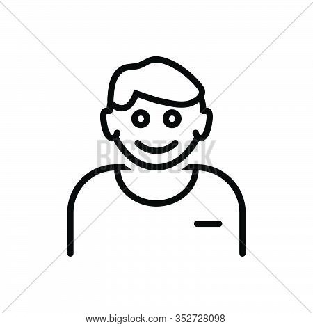 Black Line Icon For Face Countenance Visage Mask Physiognomy Expression Porthole Grimace Boy Kid