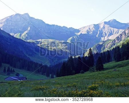 View Of The Ratikon Border Alpine Mountain Massif Or Rätikon Grenzmassiv (oder Raetikon) From Liecht