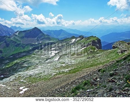 View Of The Ratikon Border Alpine Mountain Massif Or Rätikon Grenzmassiv (oder Raetikon) From Liecht