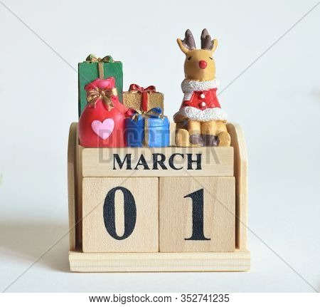 March 1, Icon, Christmas, Birthday With Number Cube Design For Background.