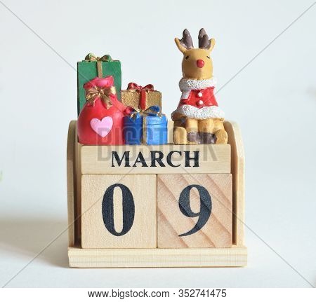 March 9, Icon, Christmas, Birthday With Number Cube Design For Background.