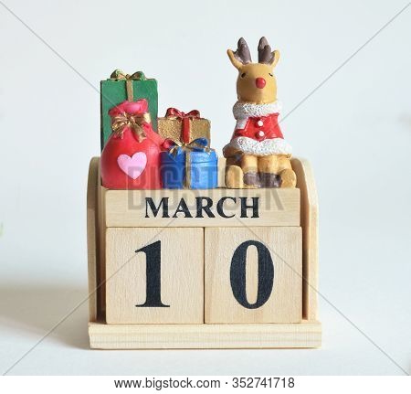 March 10, Icon, Christmas, Birthday With Number Cube Design For Background.