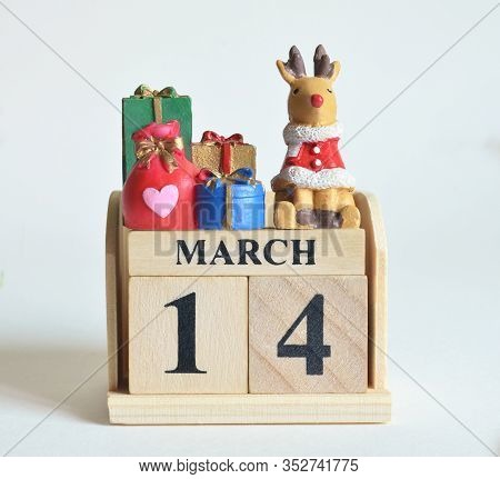 March 14, Icon, Christmas, Birthday With Number Cube Design For Background.