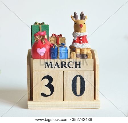 March 30, Icon, Christmas, Birthday With Number Cube Design For Background.