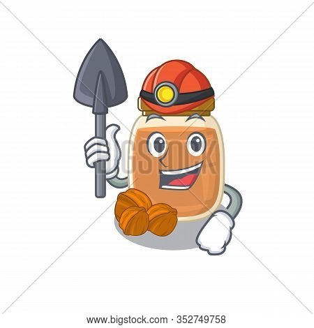 Cool Clever Miner Walnut Butter Cartoon Character Design