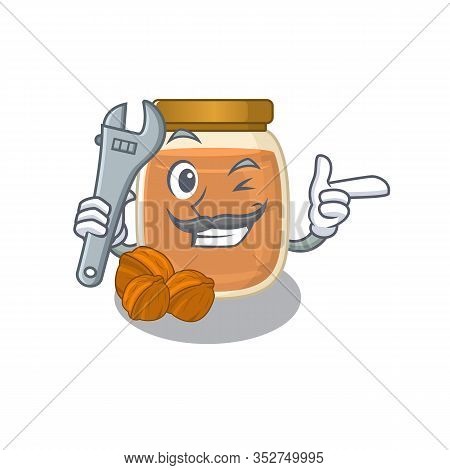 Smart Mechanic Walnut Butter Cartoon Character Design