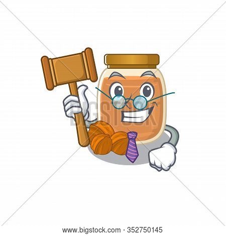 Smart Judge Walnut Butter In Mascot Cartoon Character Style