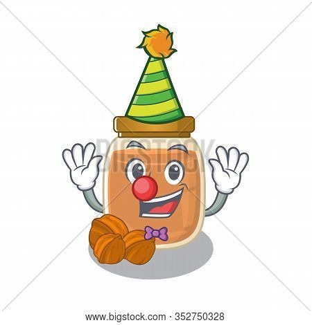 Funny Clown Walnut Butter Cartoon Character Mascot Design