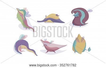 Cute Winged Dragons Playing With Their Cubs Vector Set