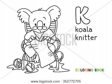 Koala Bear Knitter Abc Coloring Book. Alphabet K